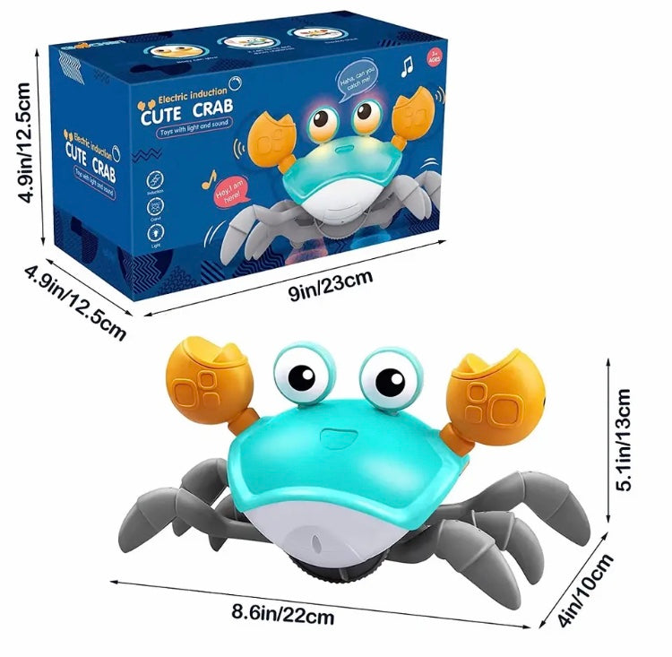 Baby Crawling Crab Toy, Rechargeable Electric Crab Run Away, LED Light Up Kids Toddler