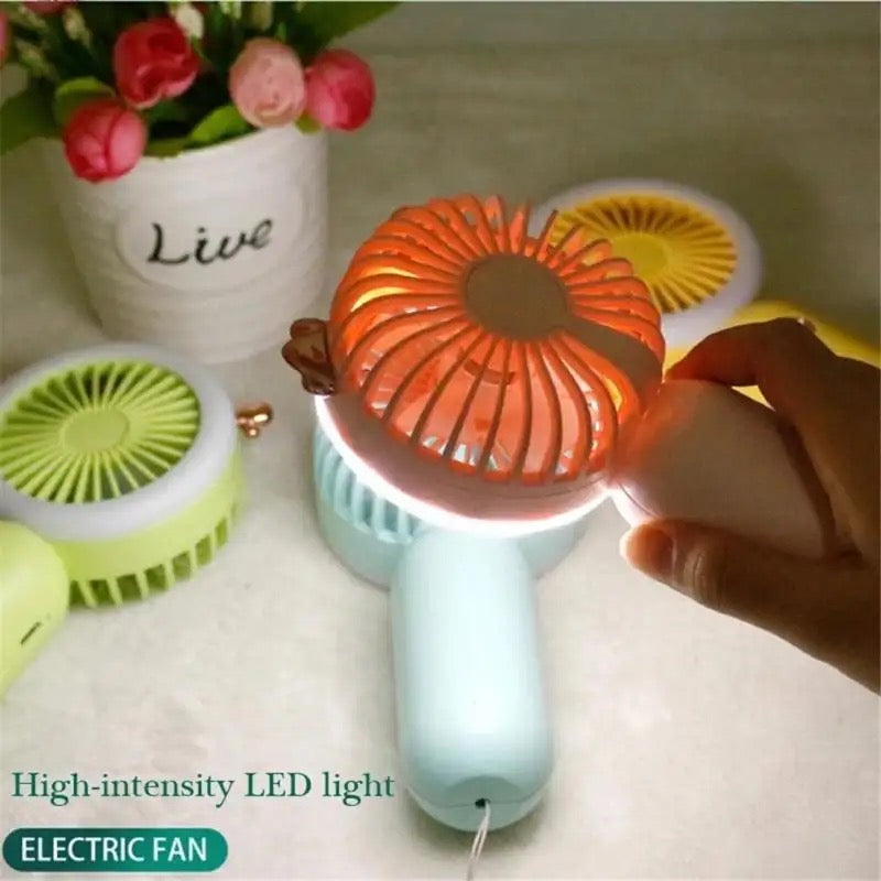 2 In 1 Fan With Led, Personal Portable Hand Electric Fan, Air Cooler with LED Night Light, Usb Rechargeable Mini Traveling Fan, Led Lighting Small Fan