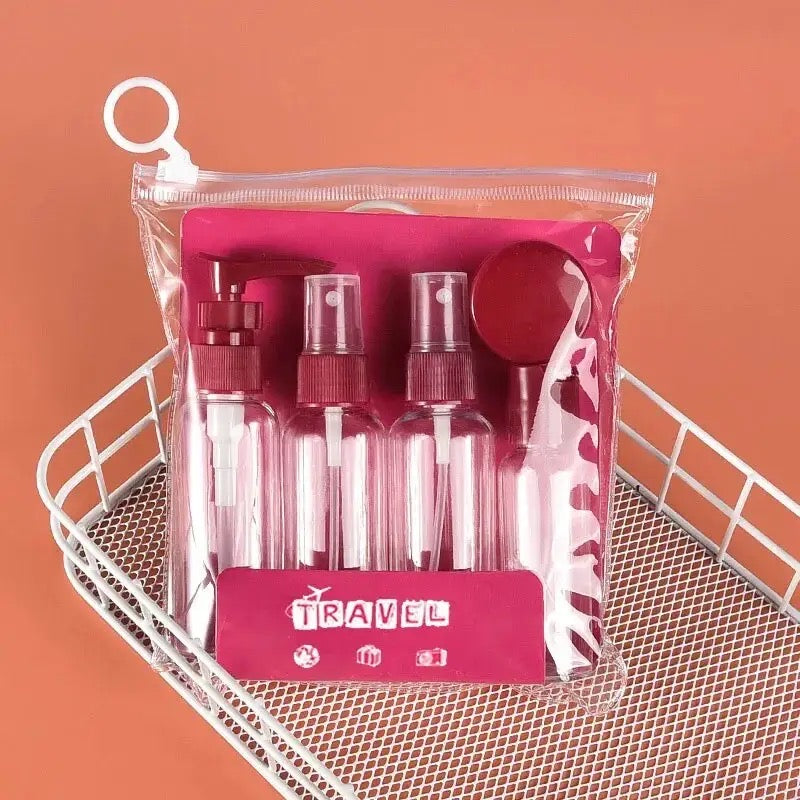 Travel Dispenser Bottle Pouch Set, Face Wash Skin Care Hand Cream Dispenser, Transparent Liquid Spray Empty Bottle