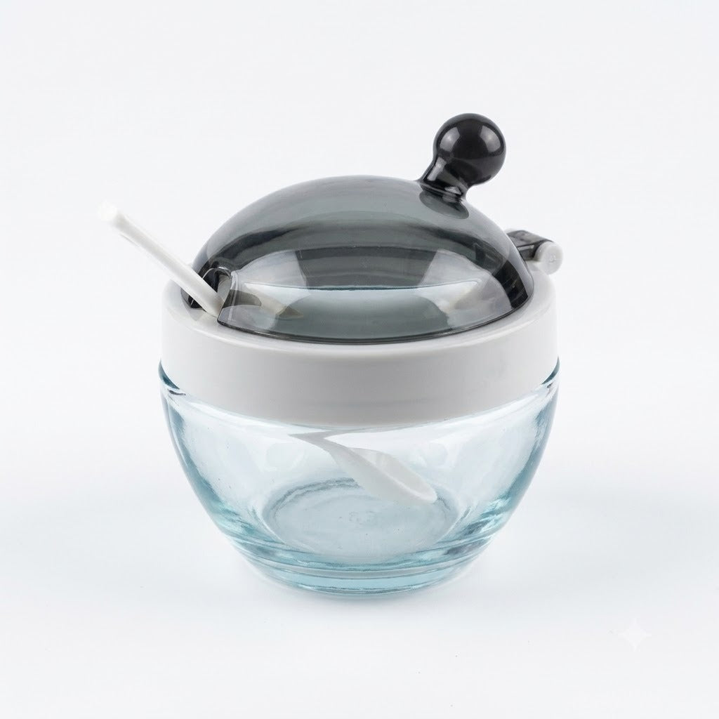 Durable Glass Sugar Bowl, Transparent Kitchen Sugar Pot, Multifunctional Food Storage Jar