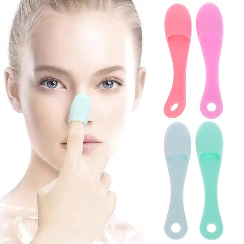 Silicone Nose Finger Brush, Facial Pore Cleaning Brush, Double-side Massage Brush, Soft Nose Head Wash Brush, Beauty Skin Care Clean Tool, Face Nasal Scrubbing Brush, Multi Use Cleaning Brush