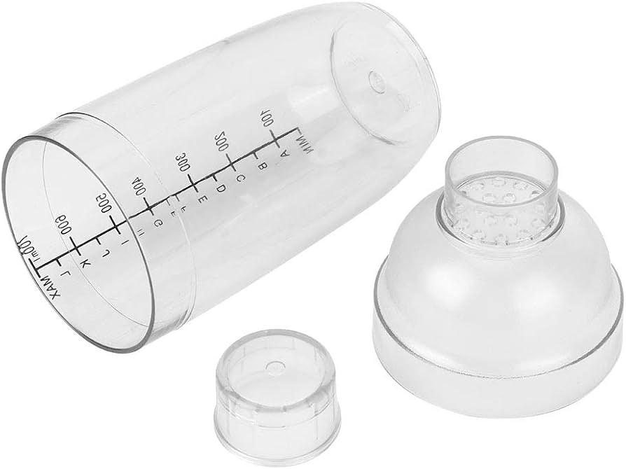 3 In 1 Beverage Shaker Mixer Bottle, Transparent Cocktail Shaker with measuring scale, Multifunctional beverage shaker