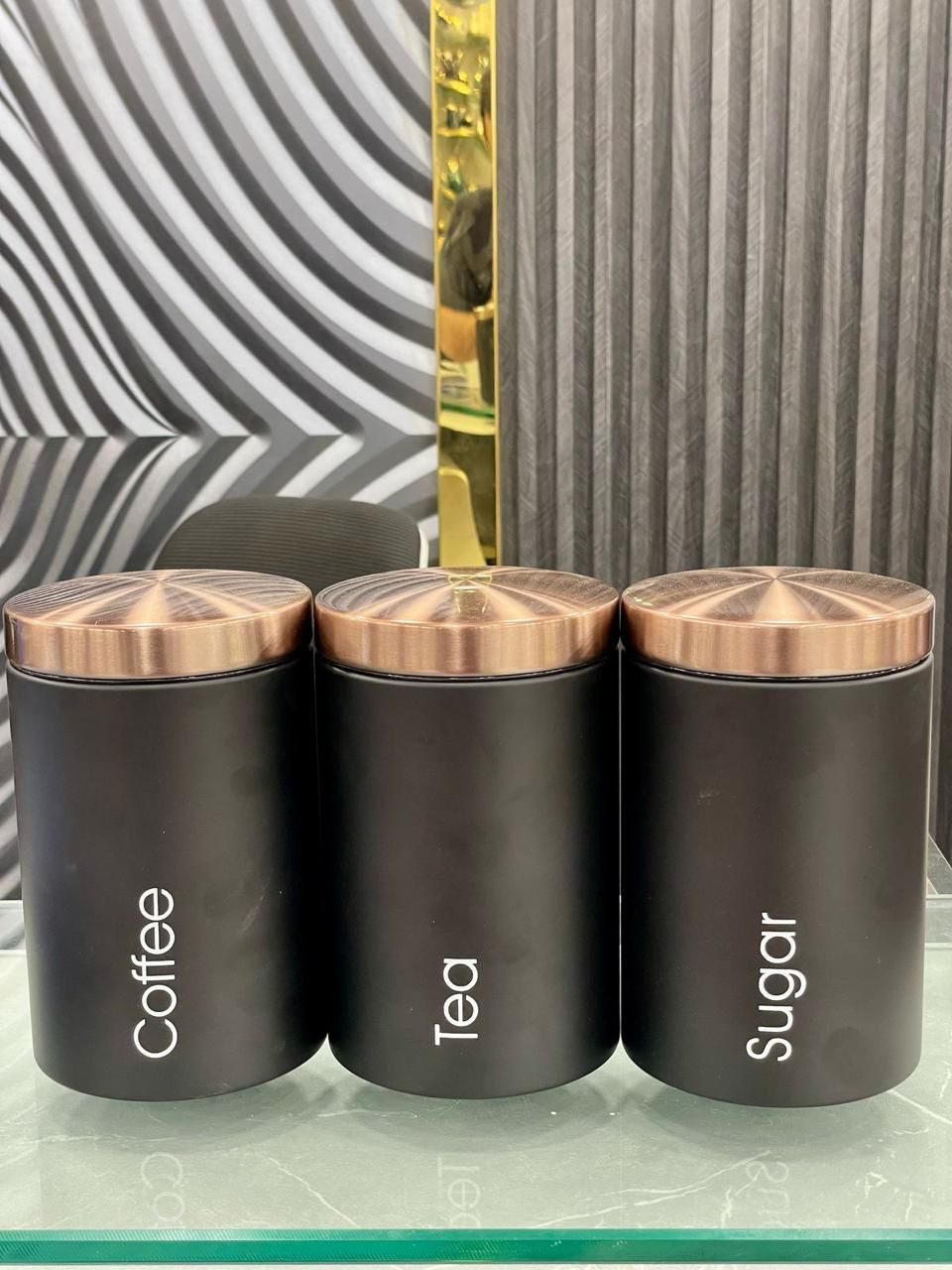 3pcs Coffee Tea And Sugar Jar With Lid, Moisture Proof Kitchen Storage Airtight Cans, Coffee Beans Tea Snacks Sealed Container, Seasoning Bottle Spice Jars, Stainless Steel Kitchen Storage Pots