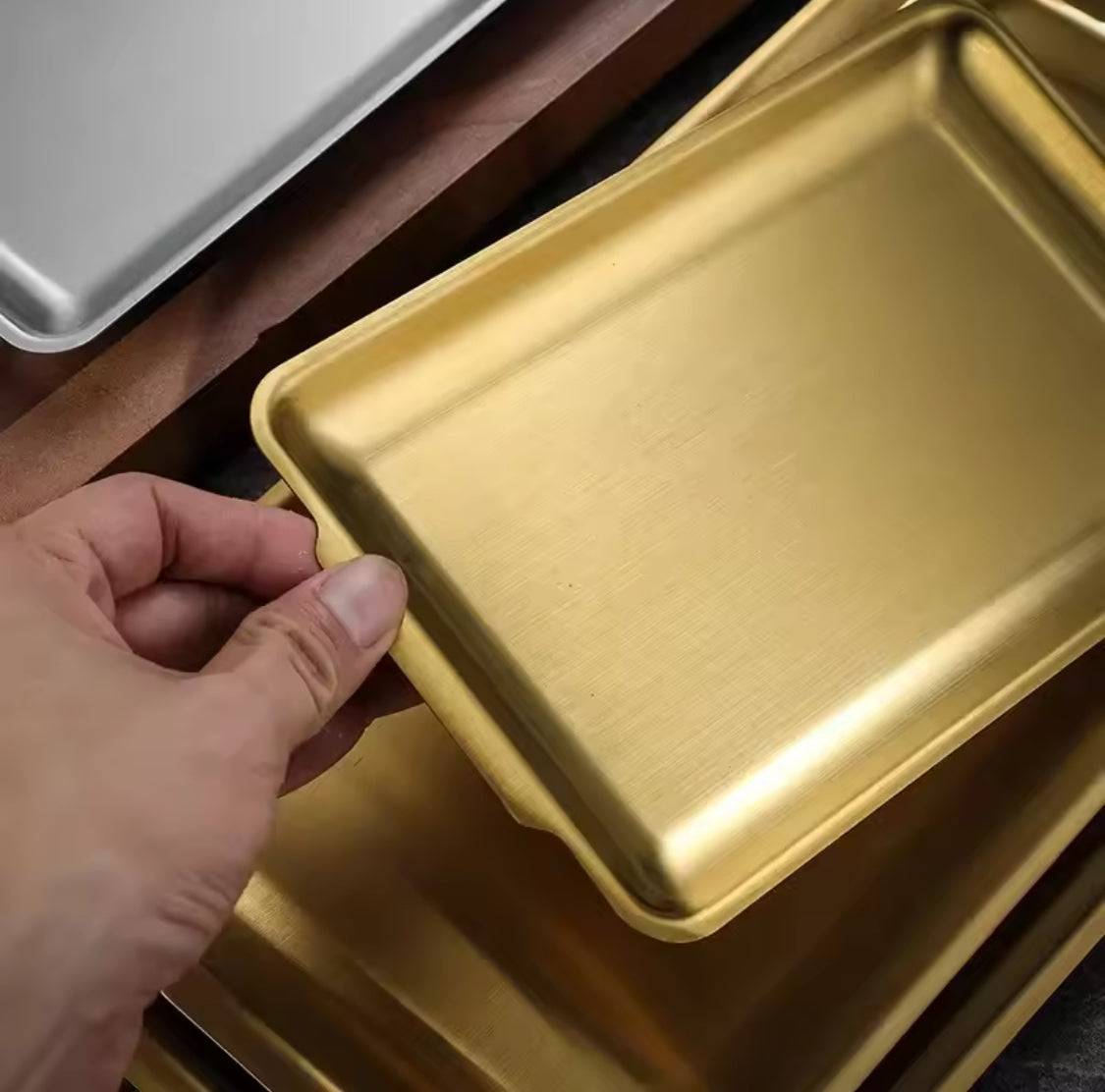 Steak Barbecue Snack Tray, Stainless Steel Rectangular Plate, Kitchen Serving Tray