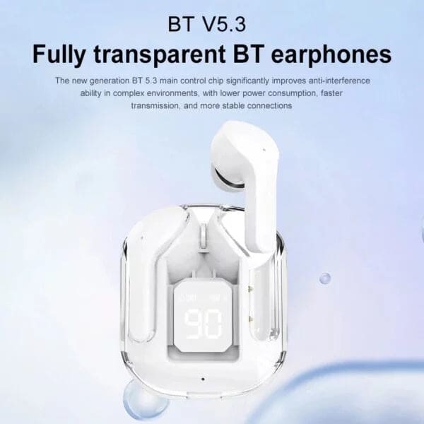 Transparent Wireless Earbuds, Air 31 TWS Earphone, Digital Wireless Bluetooth Earphones, Stereo Ring Headset With Built-in Charging Compartment, Waterproof In Ear Touch Control Earplug, In Ear Headsets with Built-in Mic