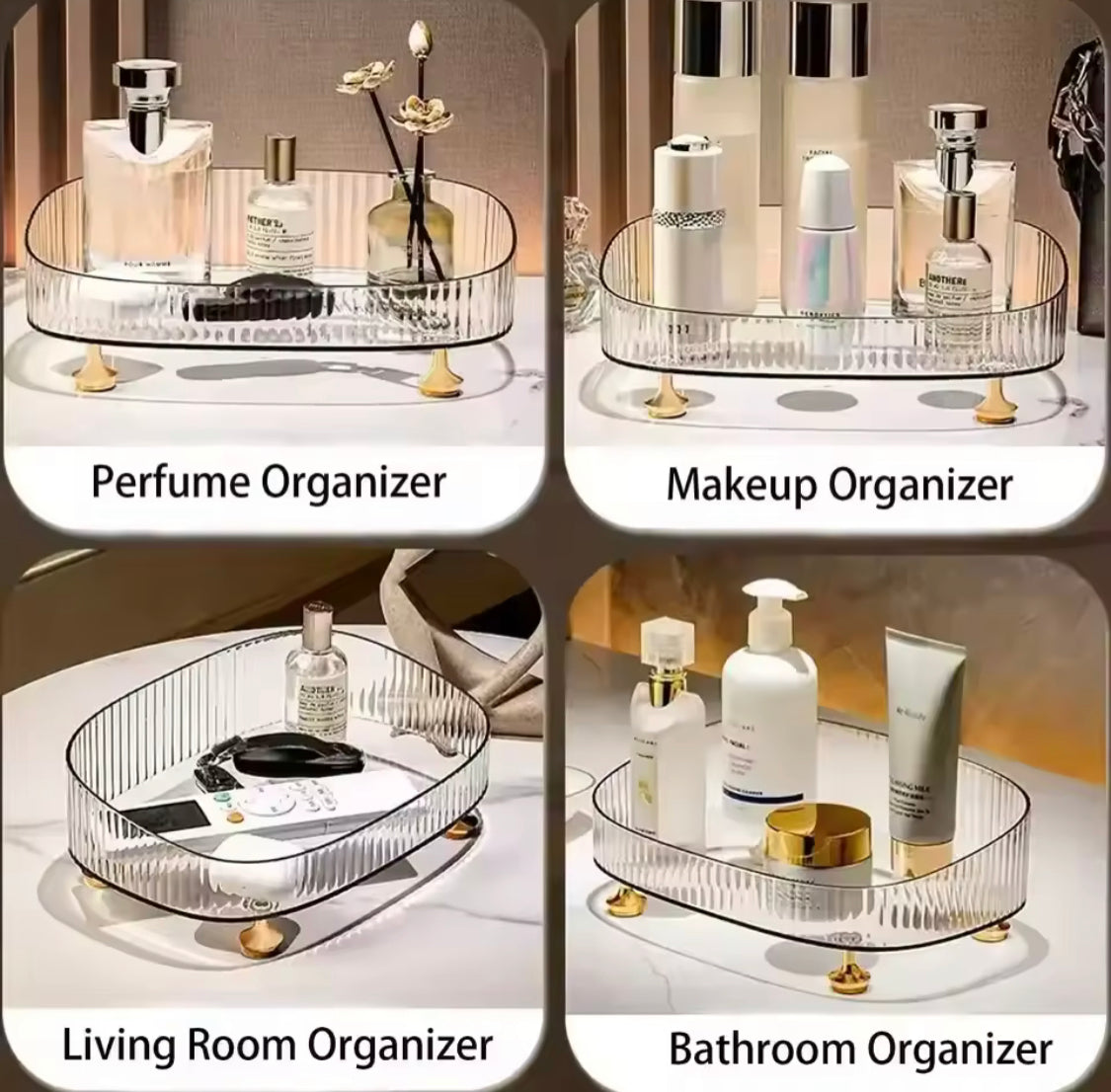 Large Capacity Makeup Perfume Organizer, Transparent Anti Slip Countertop Organizer With Stand, Cosmetics Desktop Storage Box