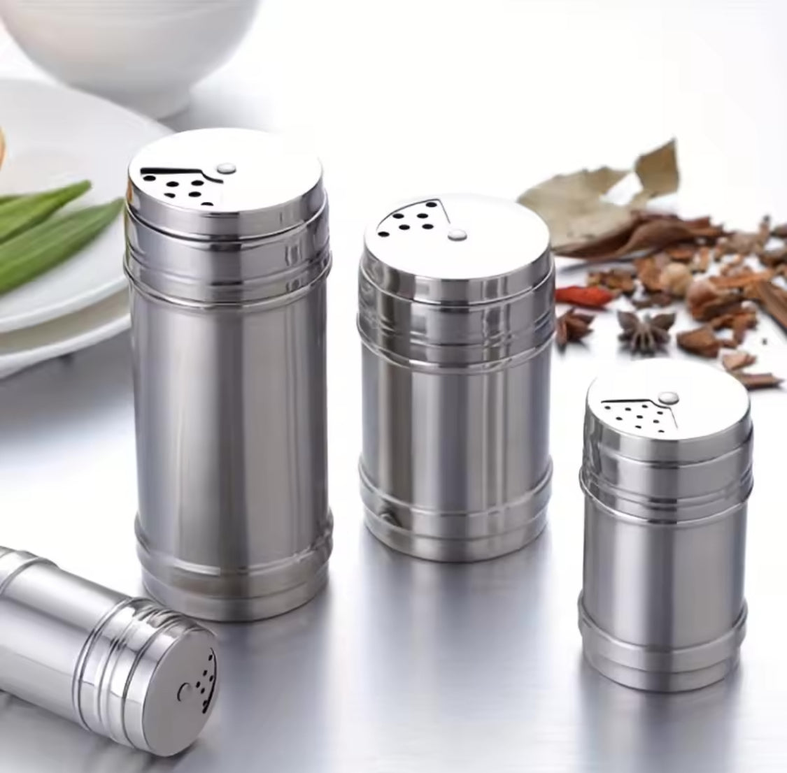 Stainless Steel Salt and Pepper Jar, Stainless Steel Spices Jar, Stainless Steel Rotating Seasoning Jar, Stainless Steel Seasoning Bottle