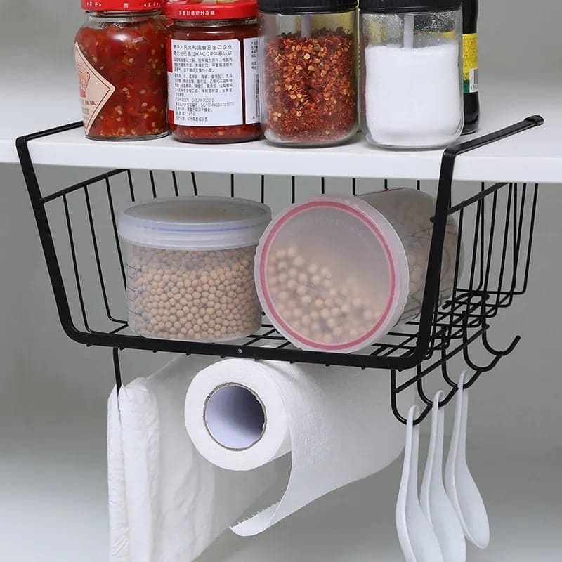 Under Cabinet Hanger Rack, Home Kitchen Hanging Mesh Basket, Wire Shelf Block Rack Organizer, Cabinet Partition Wardrobe Storage Rack, Multipurpose ...
