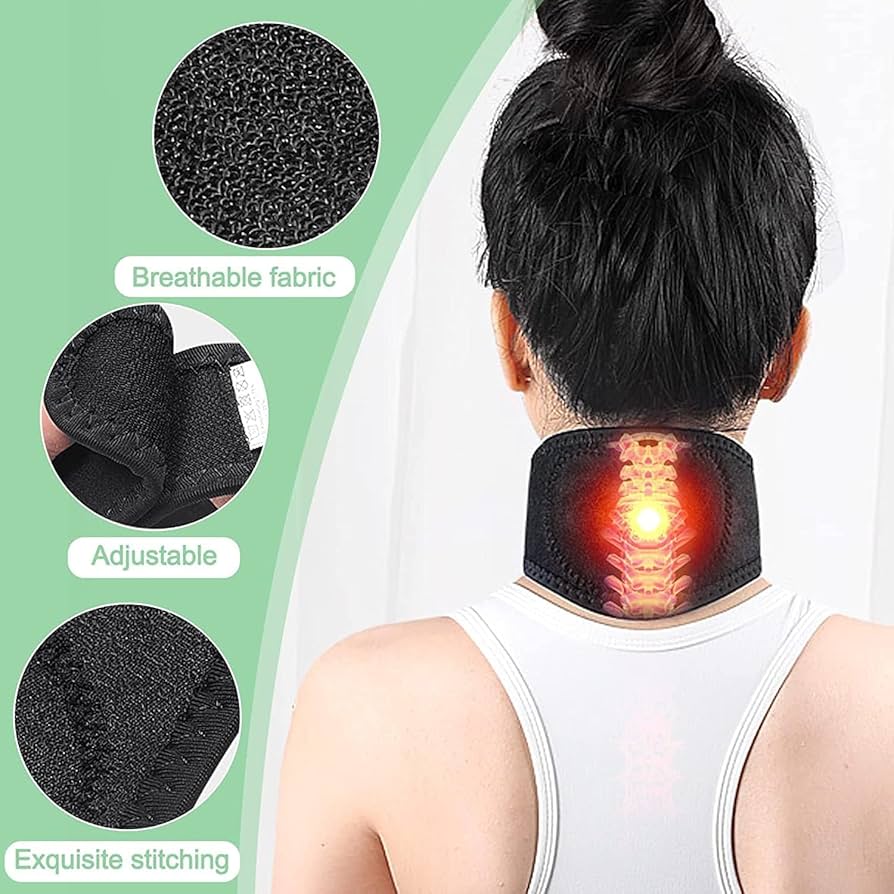 Magnetic Neck Brace, Soft Neck Brace with 5 Magnets, Adjustable Self Heating Neck Support for Neck Pain Relief, Cervical Neck Care Collar