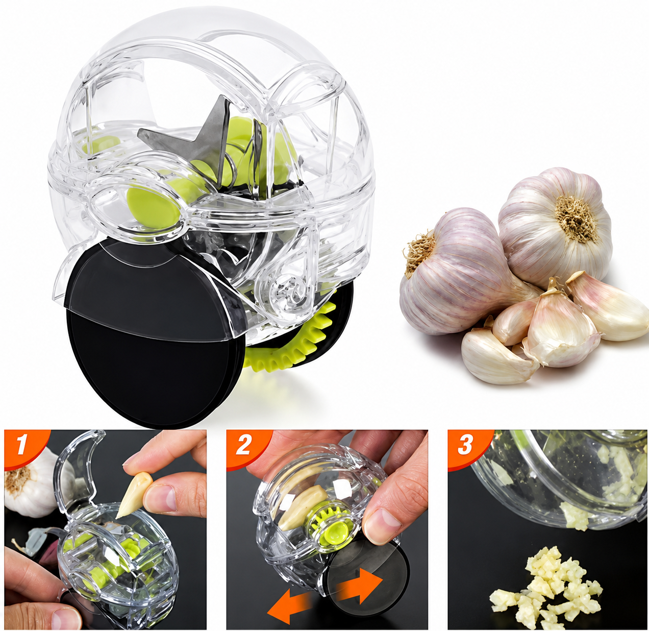 Mini Garlic Chopper, Mini Wheel Garlic Grinder, Handy Garlic Mincer, Garlic Wheel Slicer, Portable Garlic Chopper