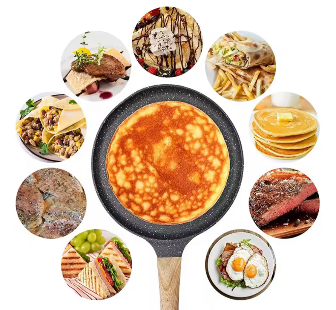 Non Stick Crepe Pan With Handle, Heat Resistant Frying Pan, Household Breakfast Maker Pan