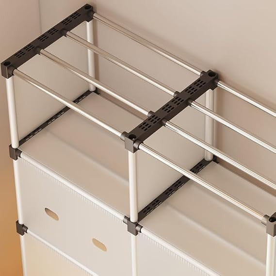Multiayer Dustproof Cabinet Storage Shelf, Plastic Book Cabinet Organizer, Multipurpose Storage Rack, Portable Wardrobe Cabinet, Clothes Storage Organizer, No Installation Storage Cabinet