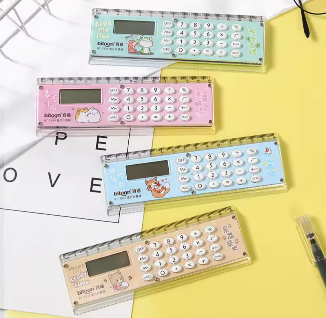 2 In 1 Eight Digits Calculator With Scale, Cute Cartoon Calculator, LCD Display Calculator