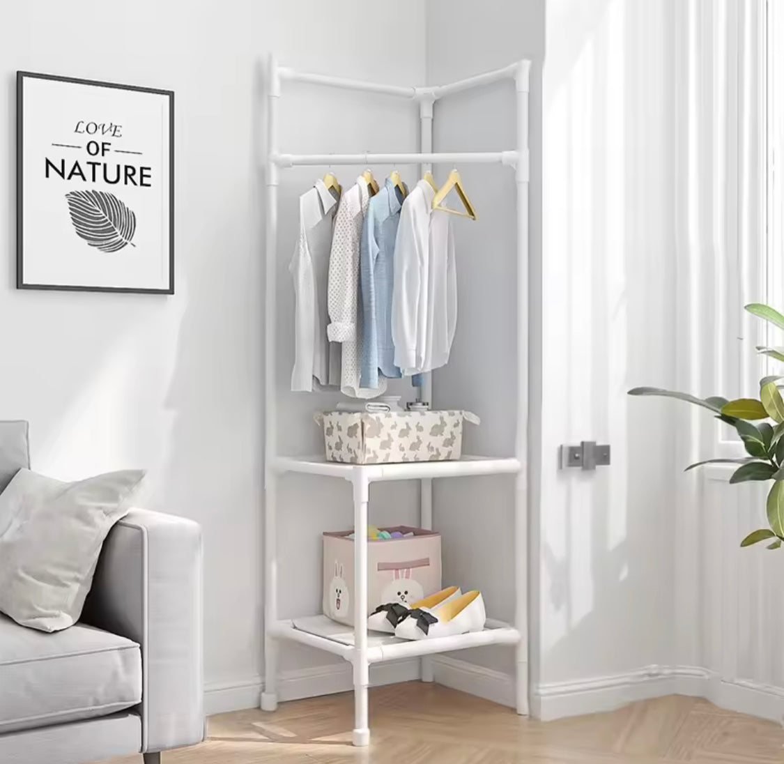 Multilayer Bedrooms Corner Clothes Rack, Simple Clothes Coat Racks, Living Room Organizer Shelf