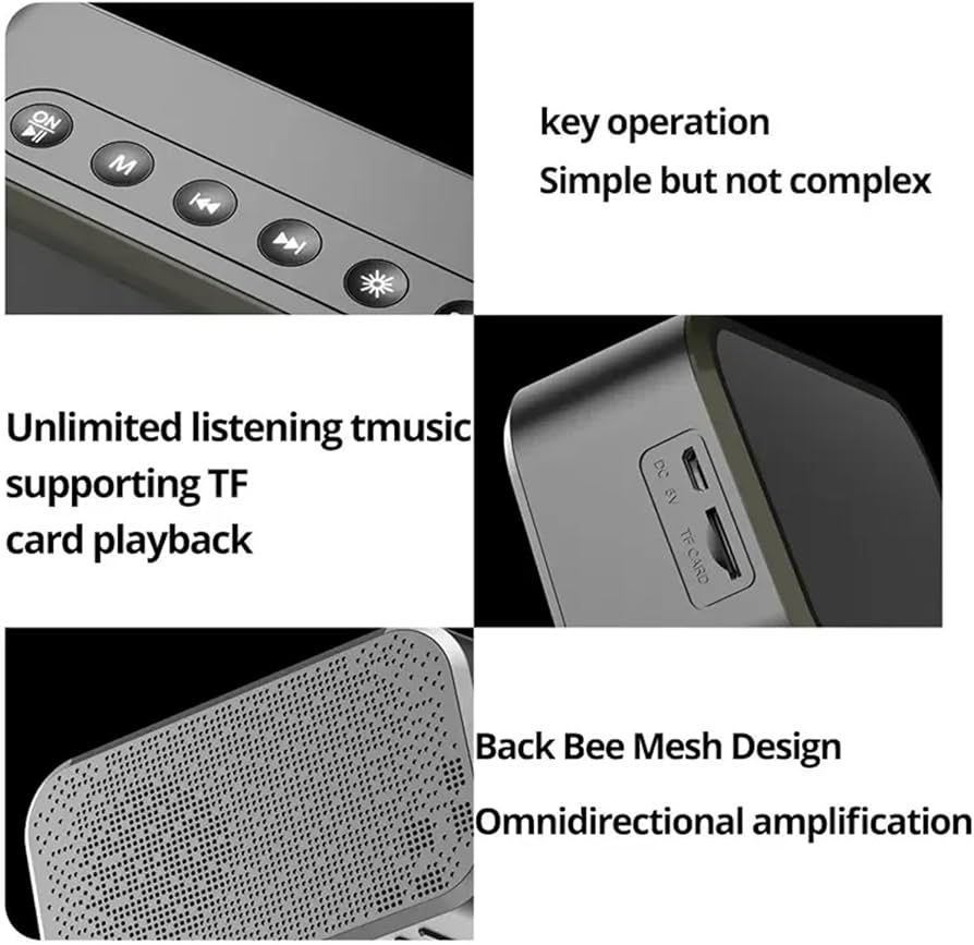Rechargeable Alarm Clock With Speaker, Multifunction Alarm Radio Desk Clock, Wireless Bluetooth Speaker Clock