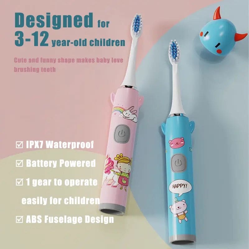 Children Electric Toothbrush, Cartoon Pattern Battery Powered Soft Brush, Rechargeable Toothbrush