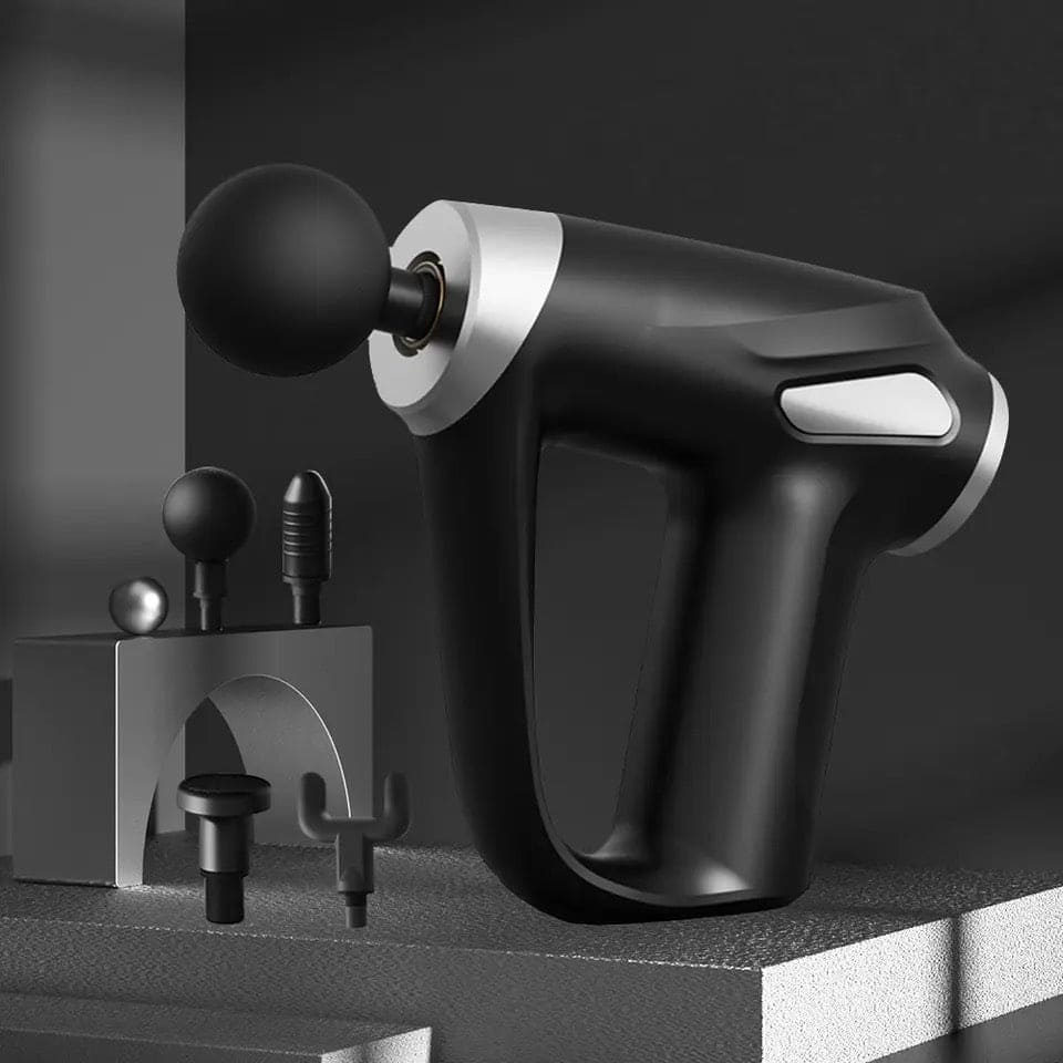 Pistol Mini Massager, 4 Head Handheld Electric Massagers, Household Mini Fascia Gun Vibration Muscle Massager, Rechargeable Handheld Muscle Massager, Fascia Massager Neck Body Massager, Portable Body Massager Gun