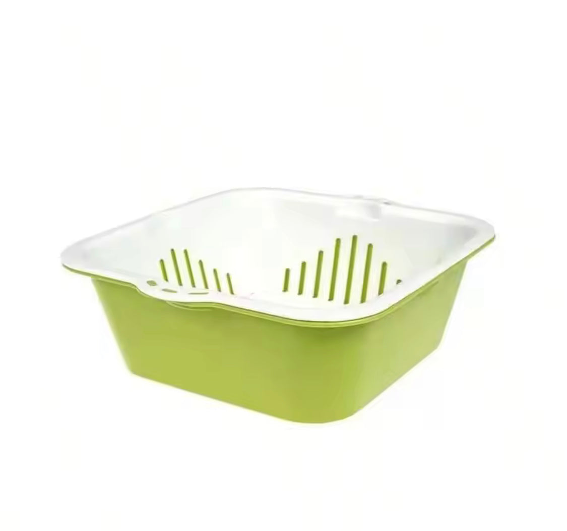 2 In 1 Plastic Drainage Basket, Square Fruit and Vegetable Filter Basket, Fruits And Vegetables Strainer Basket With Cover
