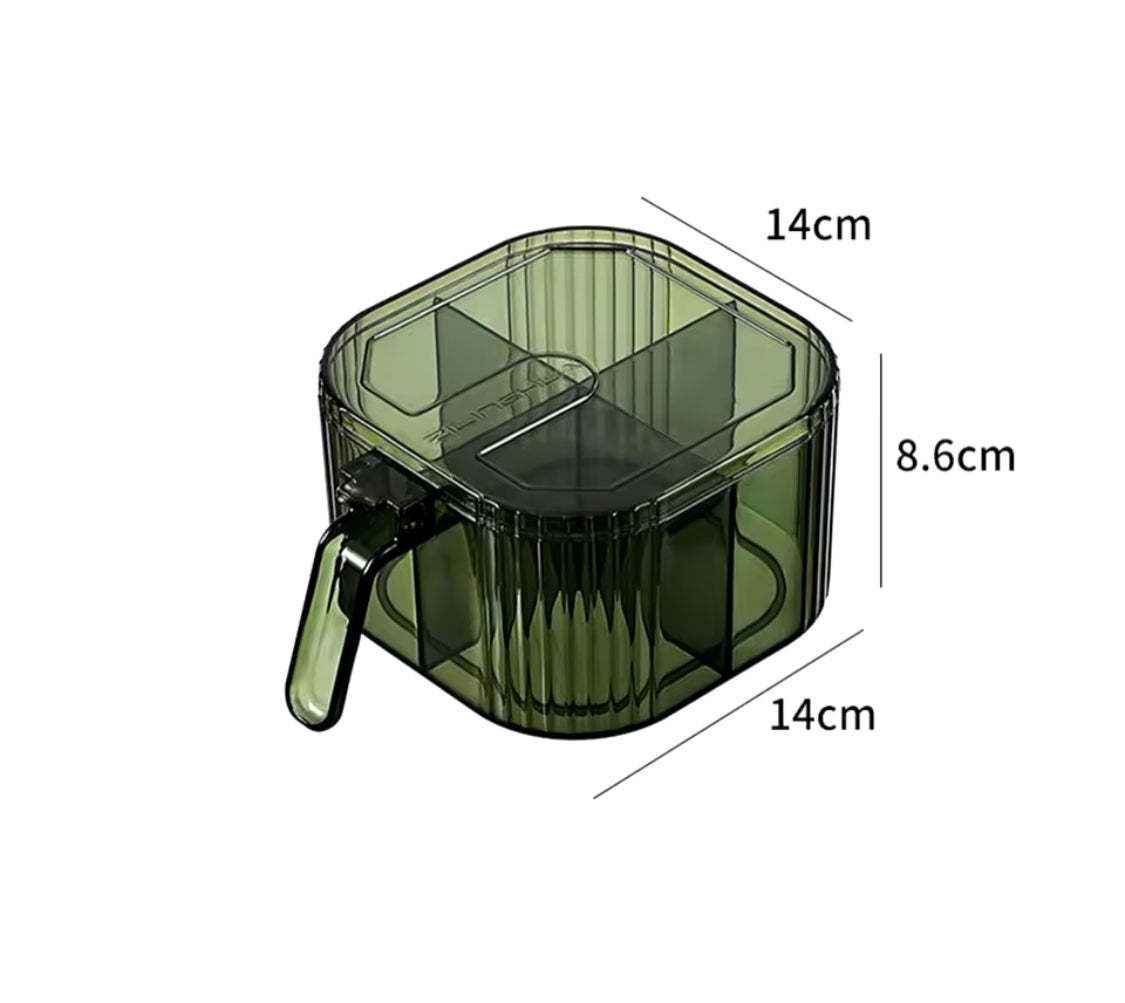 Four Compartment Seasoning Spice Box, Transparent Flip Cover Spice Box, Kitchen Spice Pot