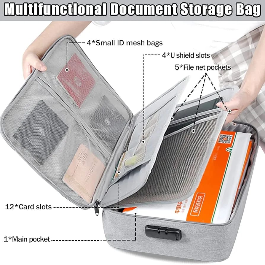 Multilayer Portable File Storage Bag, Portable Briefcase Hang Bag, High Quality Home Organizer Bag