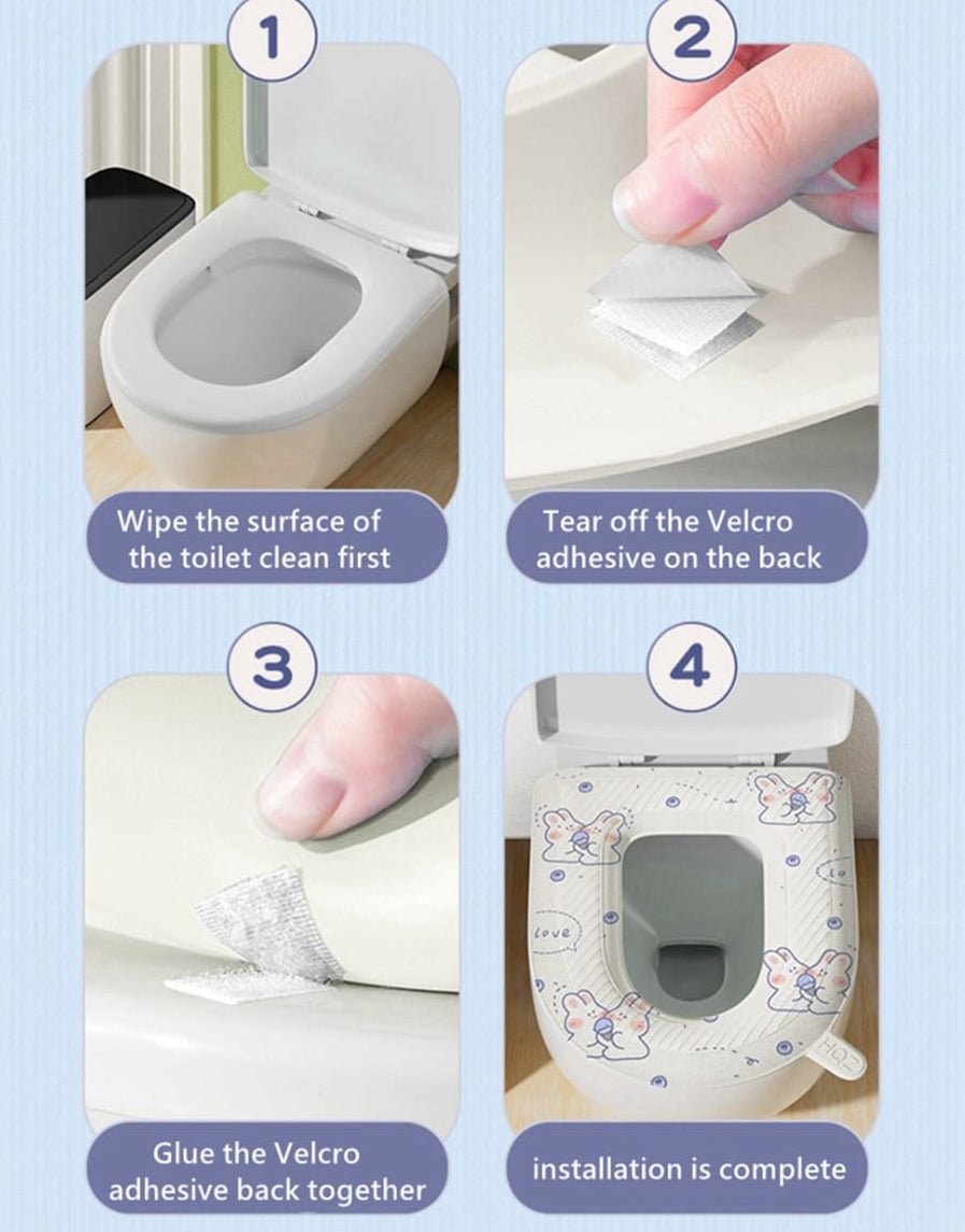 Comfortable Waterproof Toilet Seat Mat, Reusable Non-Slip Toilet Seat Cover, Washable Toilet Seat Cover