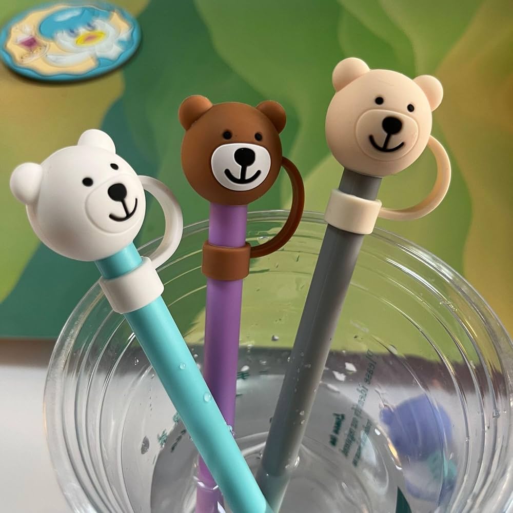 Set Of 3 Silicone Straw Topper, Dust Proof Tumbler Straw Cover, Reusable Straw Tips, Straw Cup Accessories