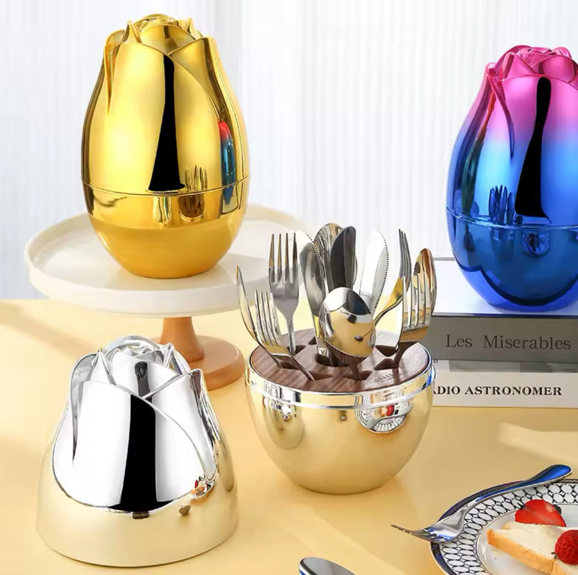 Stainless Steel Fork Spoon Set With Egg Shaped Case, Multipurpose Tableware Cutlery Set, Spoons Forks Utensils Organizer