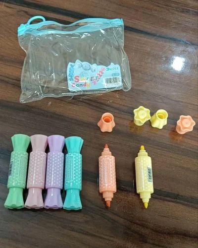 6pcs Mini Candy Shape Color Highlighters, Cartoon Candy Doodle Line Drawing Pen, Sugar Candy Color Highlighters