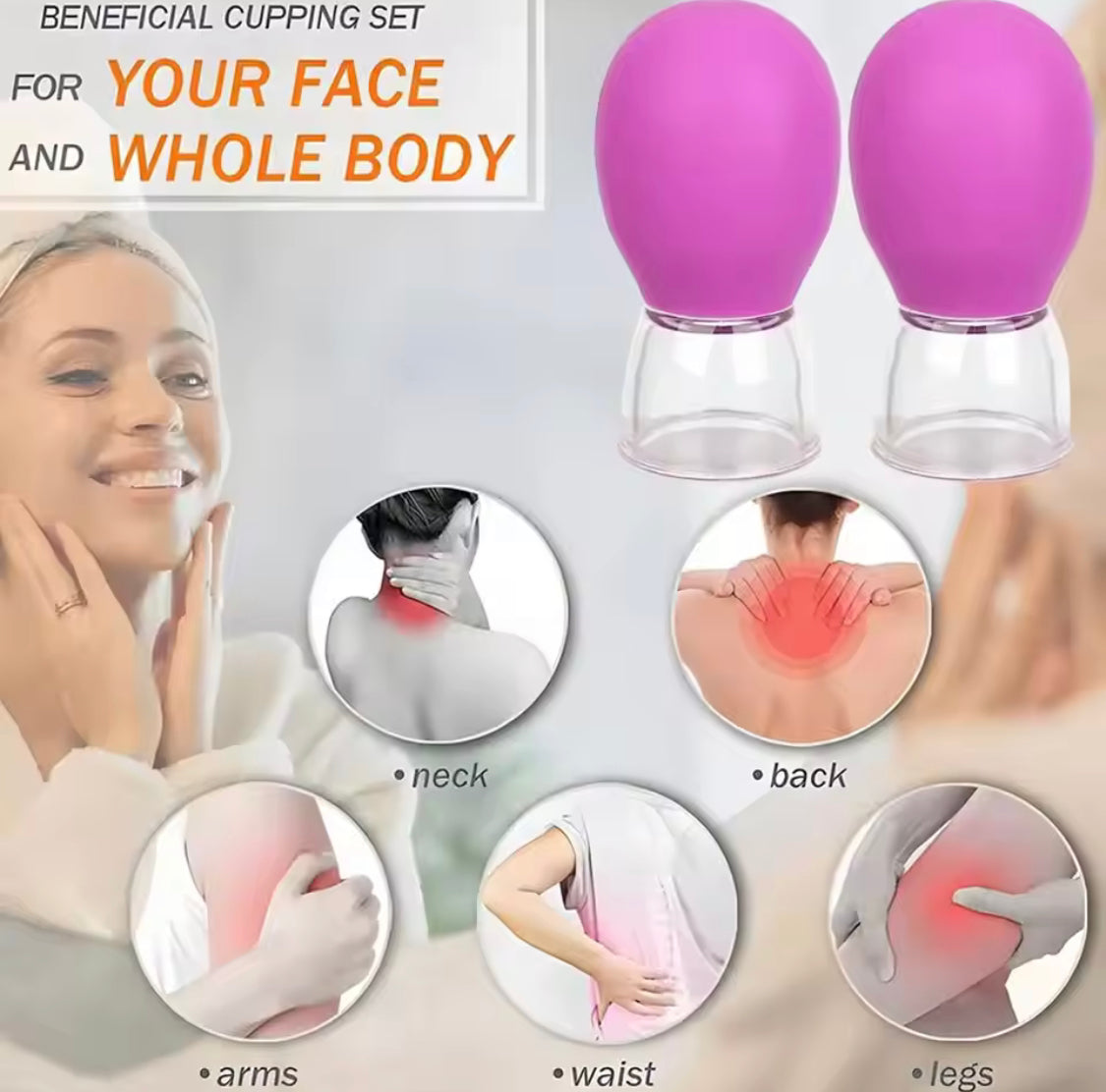 Facial Cupping Vacuum Machine, Facial Lifting Beauty Therapy Tool, Silicone Cupping Cups for Muscle Relaxation