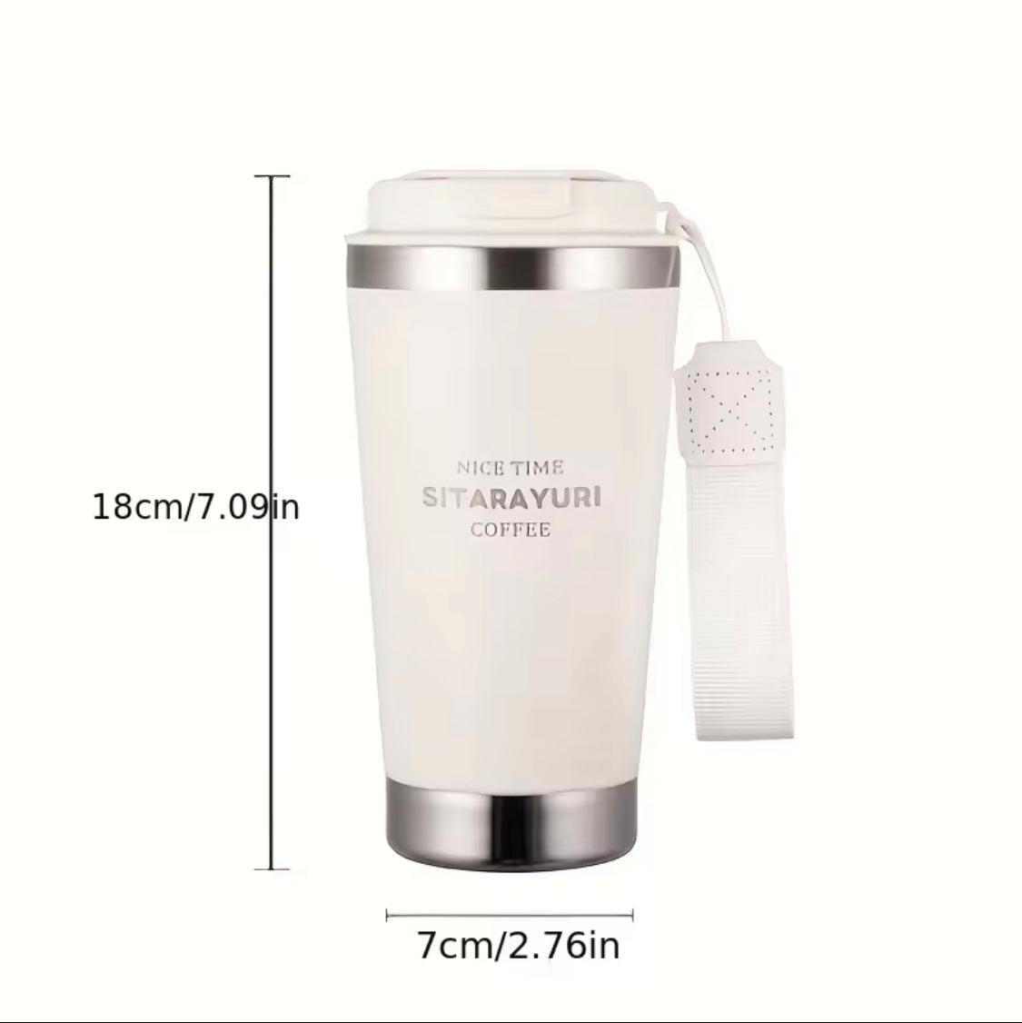 500ML Hot and Cold Water Bottle With Strap, Stainless Steel Coffee Mug, Stainless Steel Vacuum Flask With Straw, Leak Proof Coffee Tumbler