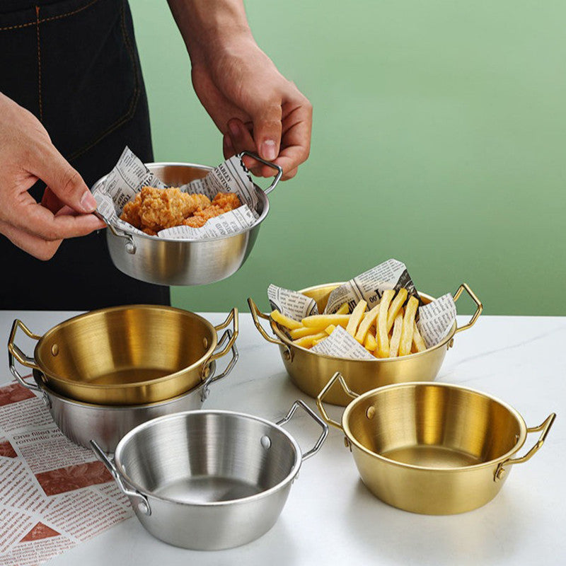 Multi Purpose Cooking Serving Pan, Stainless Steel Serving Pan, 
Elegant Gold Kitchen Serving Dish