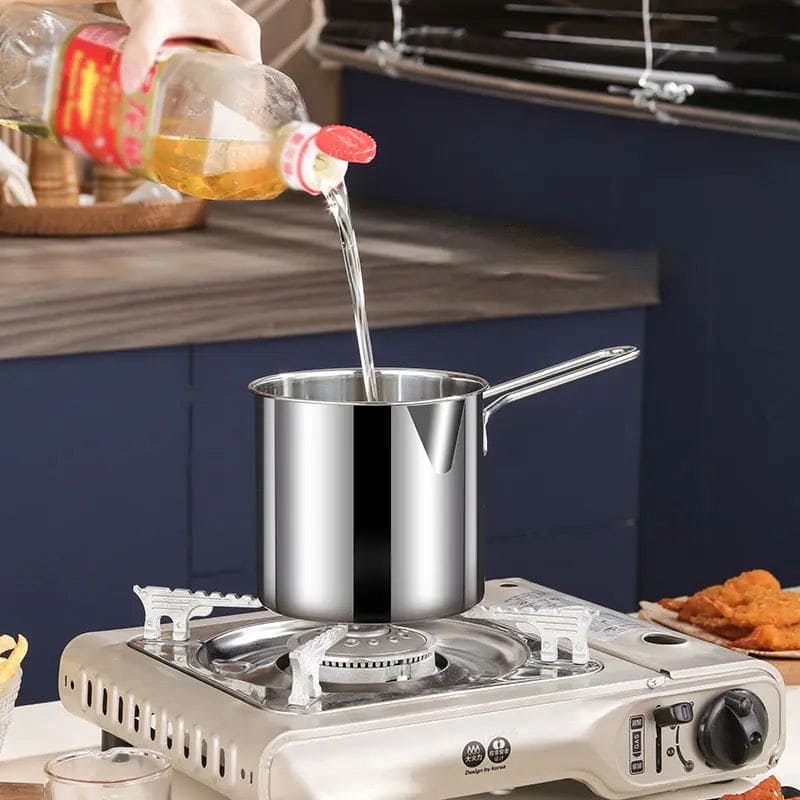 Kitchen Deep Frying Pot, Stainless Steel Kitchen Fryer With Strainer, Multipurpose Fries Fryer Chicken  Deep Frying Pot, Oil Residue Filtration Mesh Colander, Household Fryer with Filter Tempura Frying Pot, Steel Home Fryer Filter Utensil