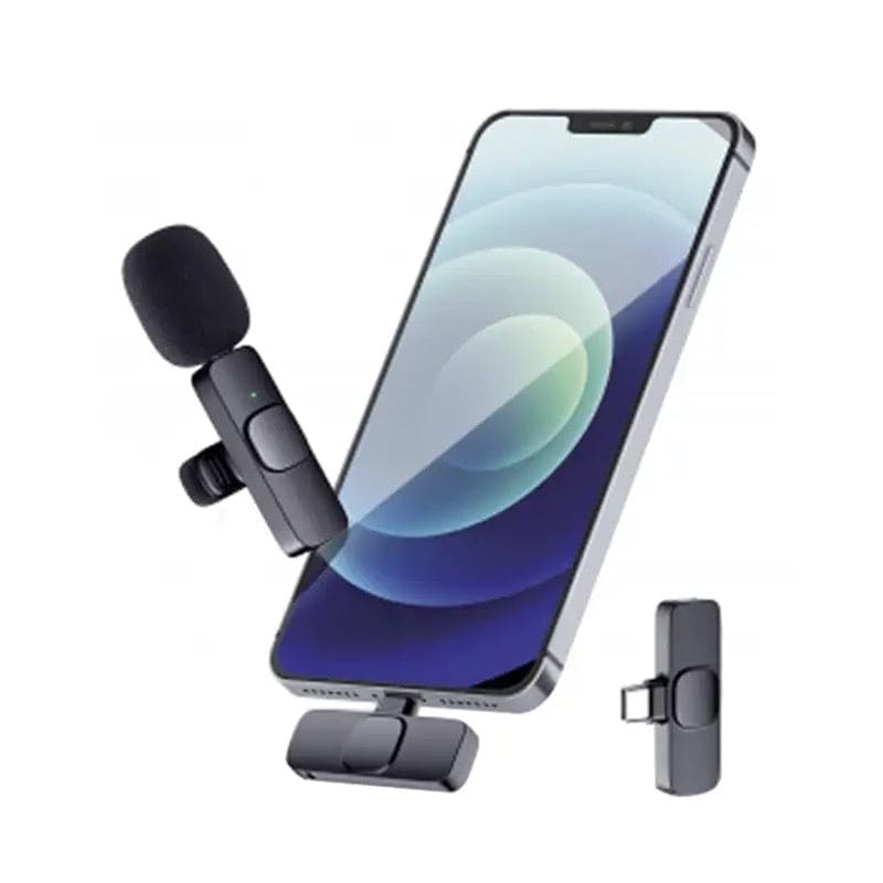 Portable Wireless Mic, Wireless Lavalier Microphone, Mini Mic For Audio Video Recording Interview Streaming Tiktok Game Live Broadcast, Lavalier Microphone for Smartphone, K8 Wireless Mini Mic for iPhone Android Type C