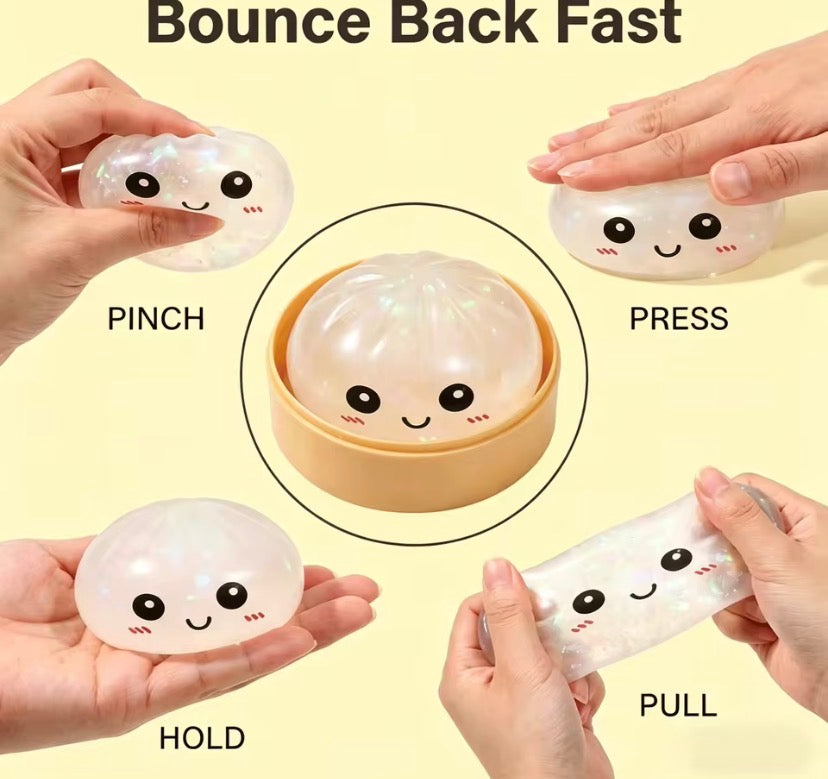 Mini Glitter Dumpling Squishy Ball,       Soft Glitter Squishy Ball for Kids Kawaii Glitter Squishy Stress Ball, Soft Sensory Fidget Toy, Cute Glitter Gel Squishy Toy