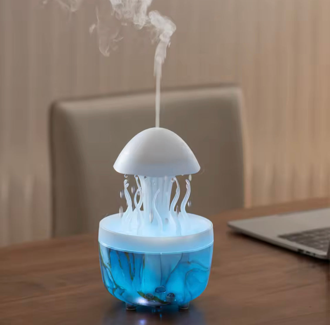 Rotating Raindrop Jellyfish Humidifier, Humidifier With Raindrops Mist, Aromatherapy Swing Jellyfish Humidifier