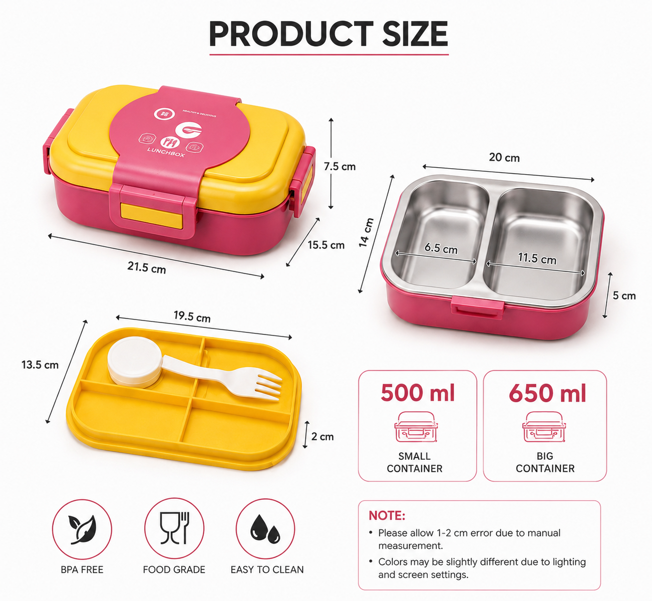 Portable Stainless Steel Food Storage Lunch Box, Healthy Meal Bento Box with Cutlery, Multi Compartment Kids School Lunch Box, Insulated Food Storage