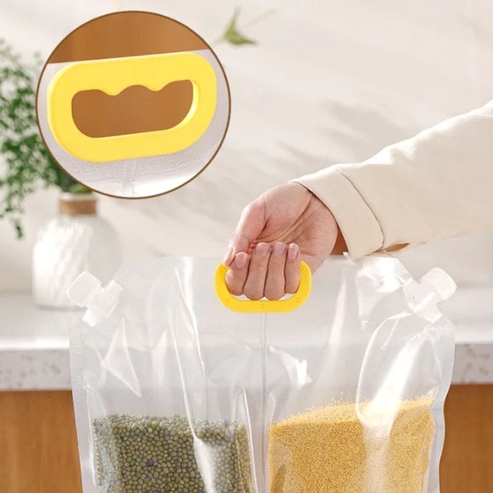 2 Partitions Grain Storage Sealed Bag, Portable Food Rice Bean Container Nozzle Bag, MultipurpStand Up Grain Seal Bag, Refillable Plastic Drink Bag, Spout Pouch for Juice Milk Coffee, Food Bean Cereals Storage Bag, Cereals Moisture Insect Proof Sealed Bag