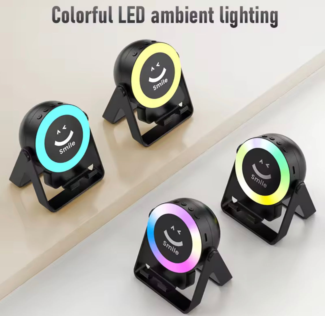 4 In 1 Wireless Speaker With RGB Light, Wireless Bluetooth Speaker With Mobile Phone Bracket, Party LED Lights Wireless Speaker