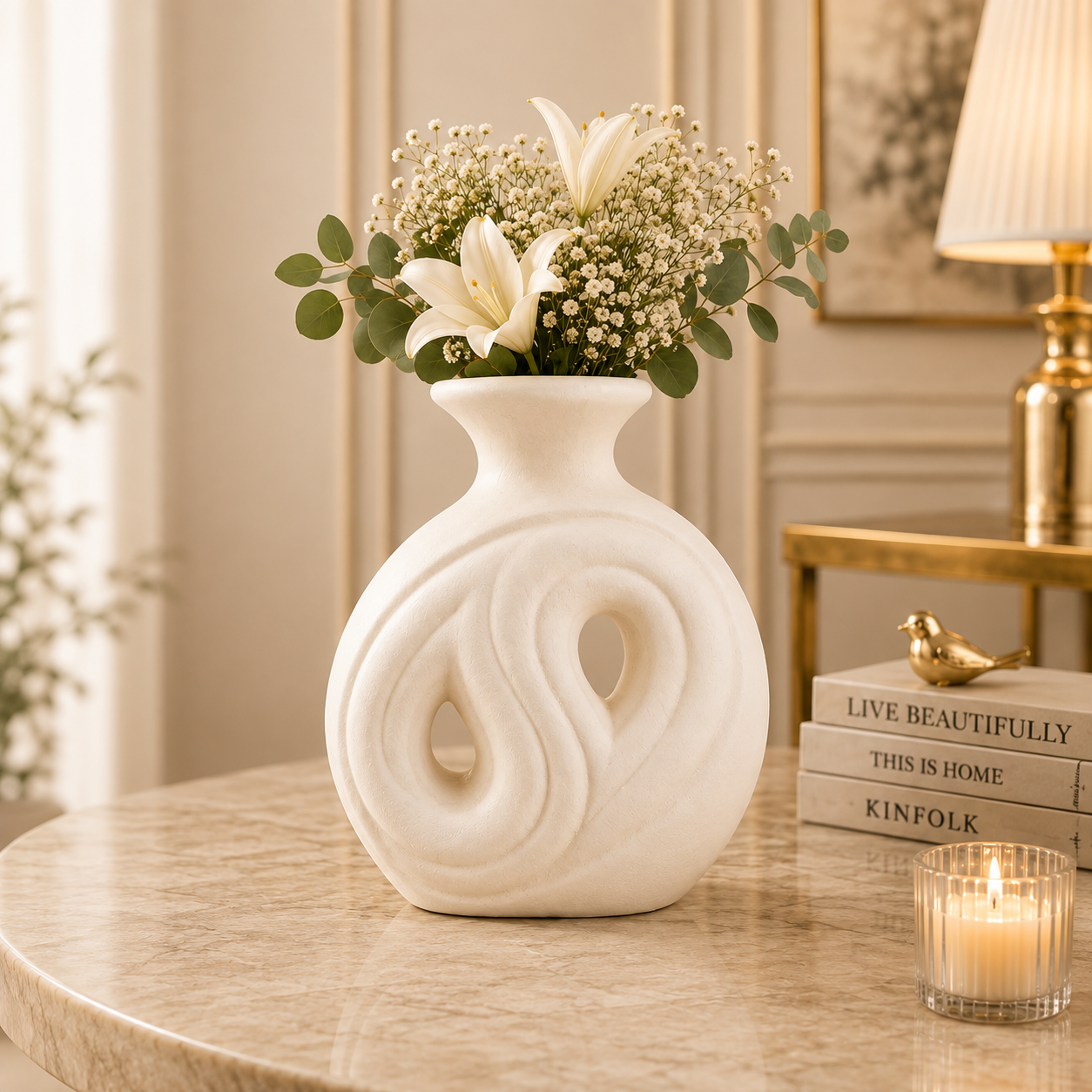 Table Decor Ceramic Flower Vase, Stylish Home Decoration Pot, Handmade Ceramic Vases