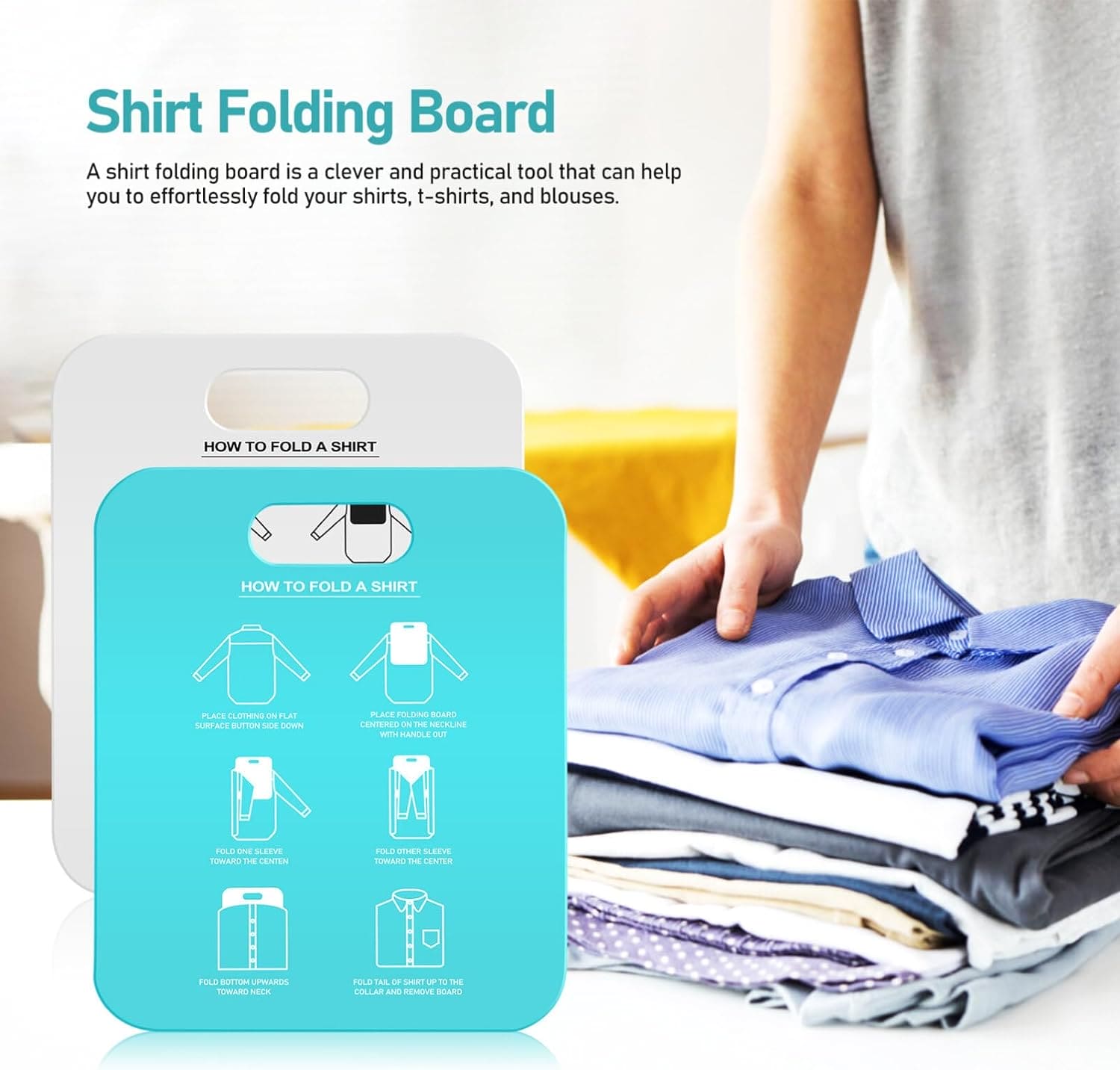 Set Of 2 Clothes Folding Board, Lazy Stacking Clothes Tool, Clothes Storage Organizing Board, Clothes Shirt Folding Board, Adult Clothes Shirts Folding Board, Household T-Shirt Folding Board