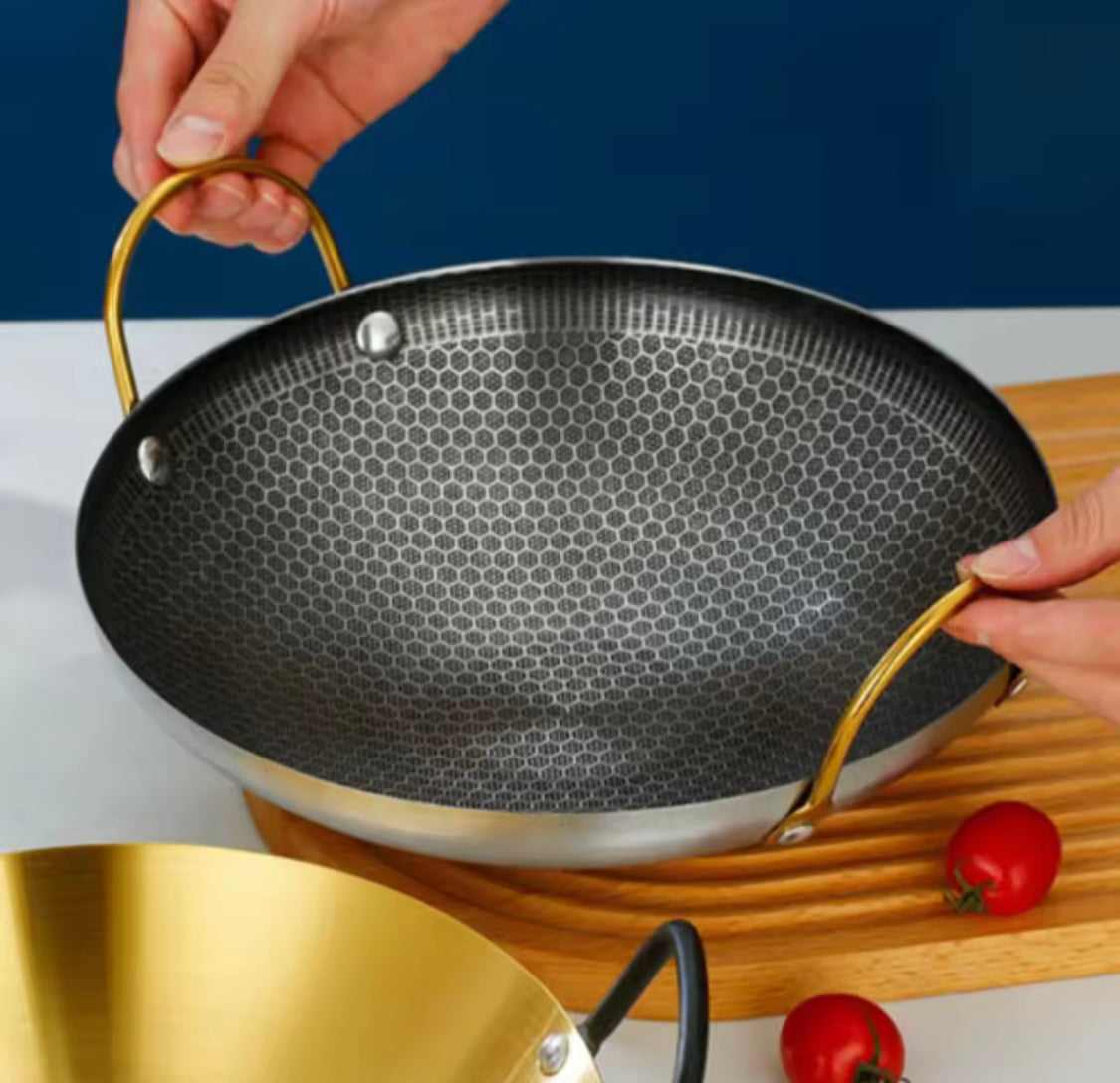 Stainless Steel Double Ear Cooking Pan, Multipurpose Kitchen Cooking Pan, Kitchen Gadgets