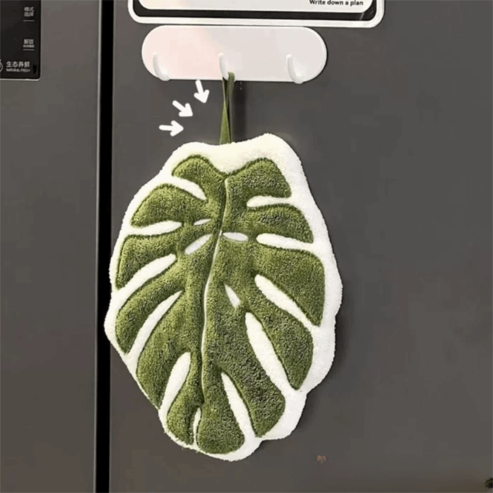 Leaf Shape Kitchen Hand Towel,     Leaf Shaped Kitchen Towel, Decorative Leaf Hanging Towel, Thickened Absorbent Towel