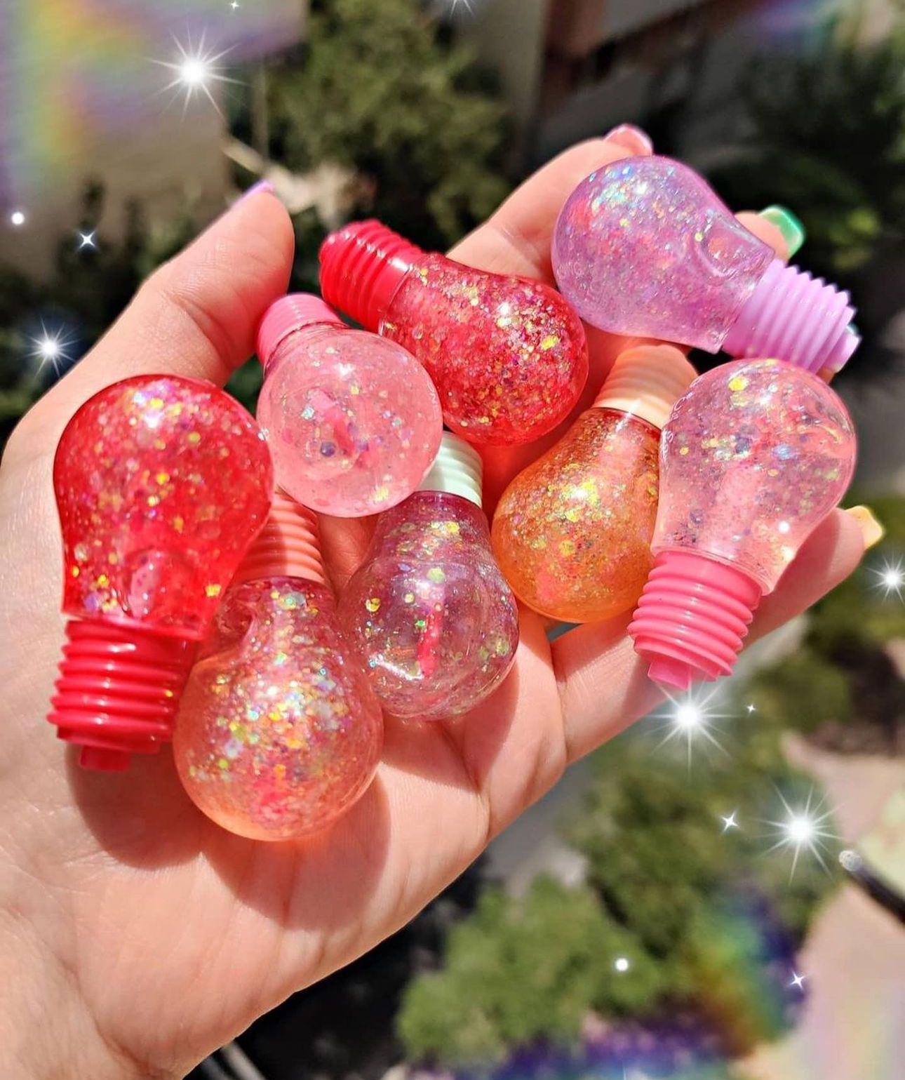 6pcs Cute Bulb Lip Gloss, Waterproof High Shine Liquid Lip Gloss, Makeup Travel Lip Balm