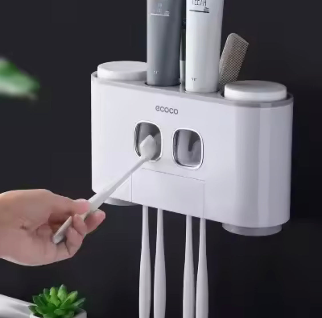 Wall Mounted Toothbrush Holder And Toothpaste Dispenser, Toothpaste Squeezer, Hands Free Toothpaste Dispenser, Toothbrush Holder, Bathroom Organizer