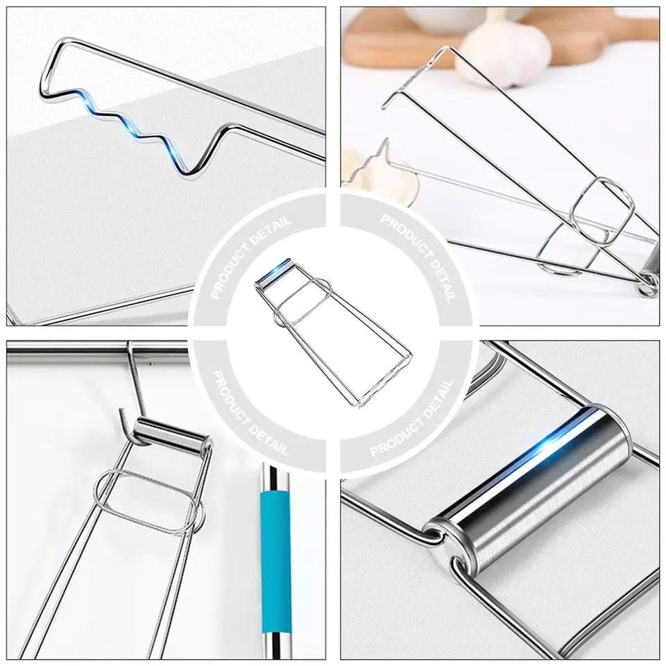 Foldable Hot Dish Clip, Stainless Steel Anti Scaled Bowl Clamp, Hand Steamer Pliers Tool, Kitchen Steel Crockery Holder, Foldable Universal Dish Holder, Steamer Lifter Picker, Handheld Steaming Frame And Plate Grabber