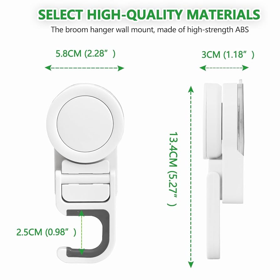 Suction Cup Mop Holder, Wall Mount Broom Holder, Mop Handle Hanger, Household Cleaning Organizer Holder