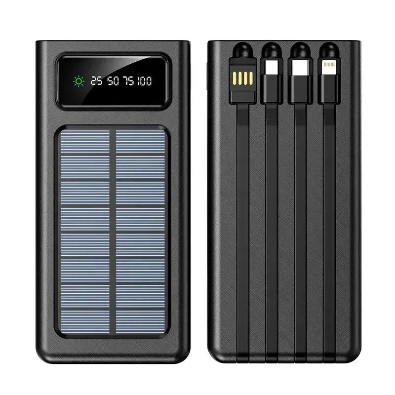 Solar Power Bank, 10000 MAH 100% Transparent LED Power Bank, Led Light Fast Mobile Charging Digital