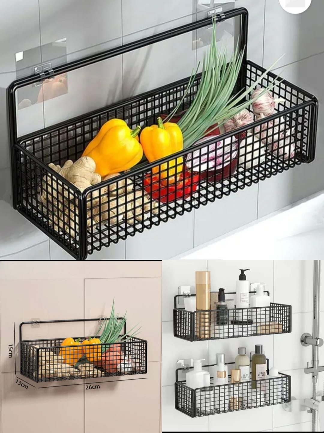 Kitchen Wall Mount Storage Rack, Multifunctional Kitchen Organiser, Wa ...