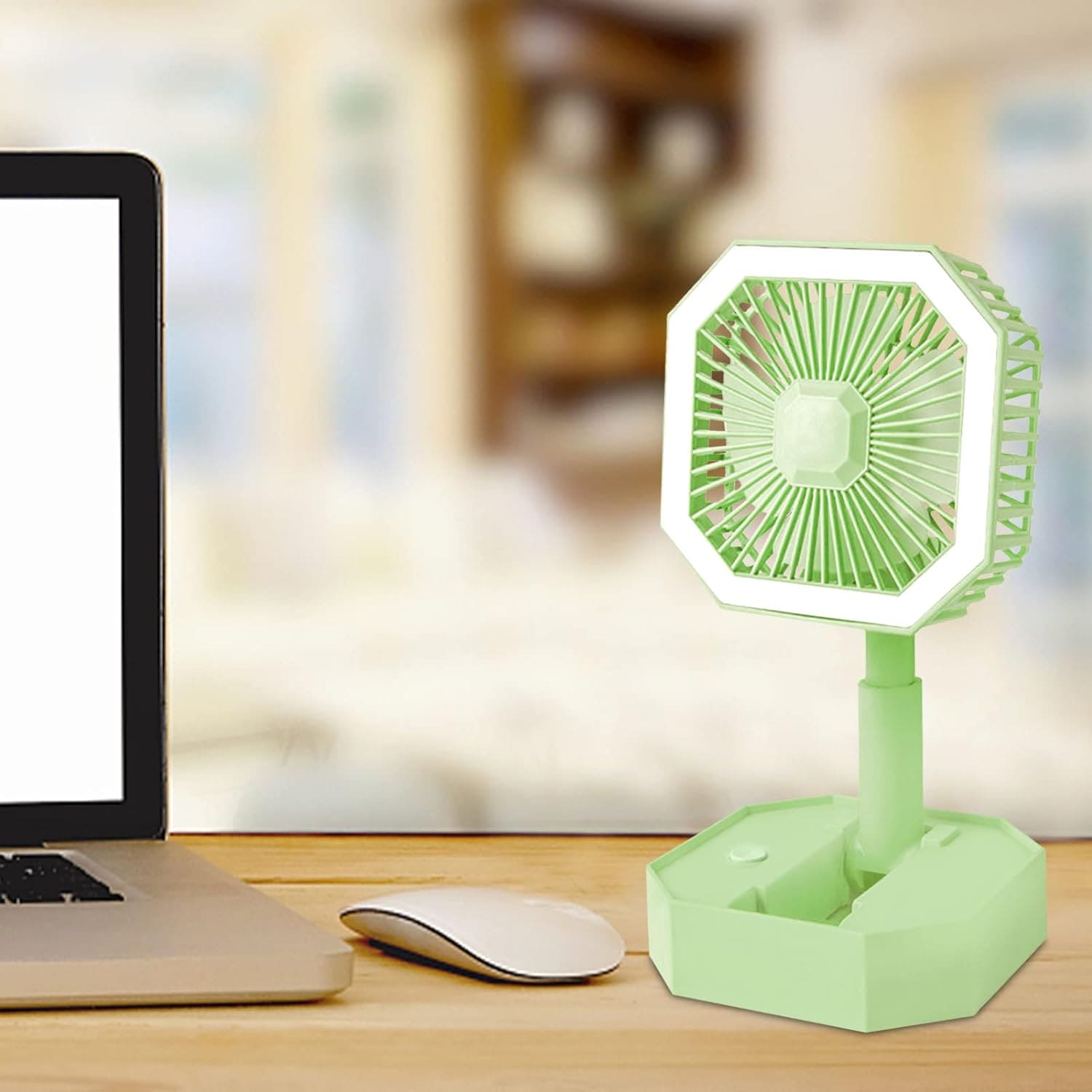 Diagonal Foldable Fan, Multipurpose Mini Table Fan, Personal Cooling Fan with Night Light, 2 In 1 Summer Silent Cool Fan, Usb Rechargeable Portable Fan With Led Night