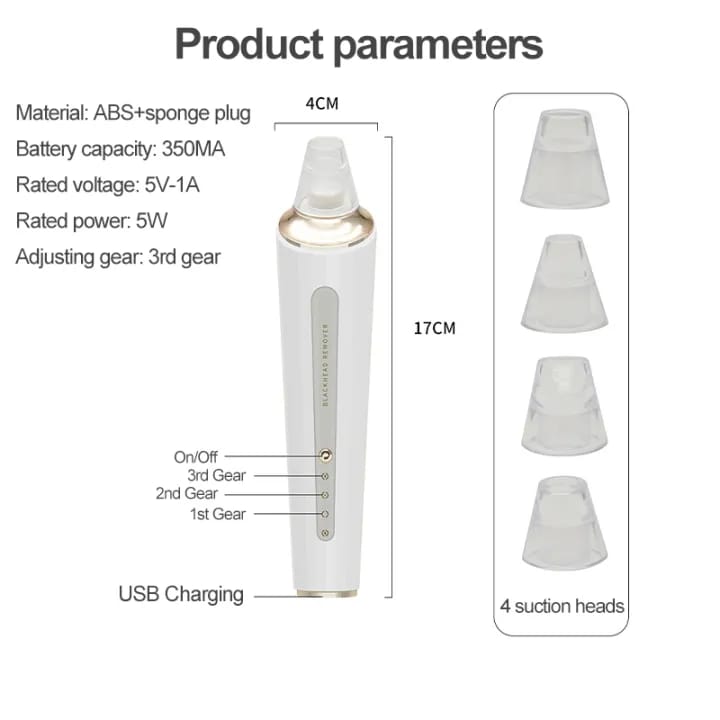Rechargeable Facial Pore Cleaner, Blackhead Remover Pore Vacuum, Blackhead Suction Device Kit